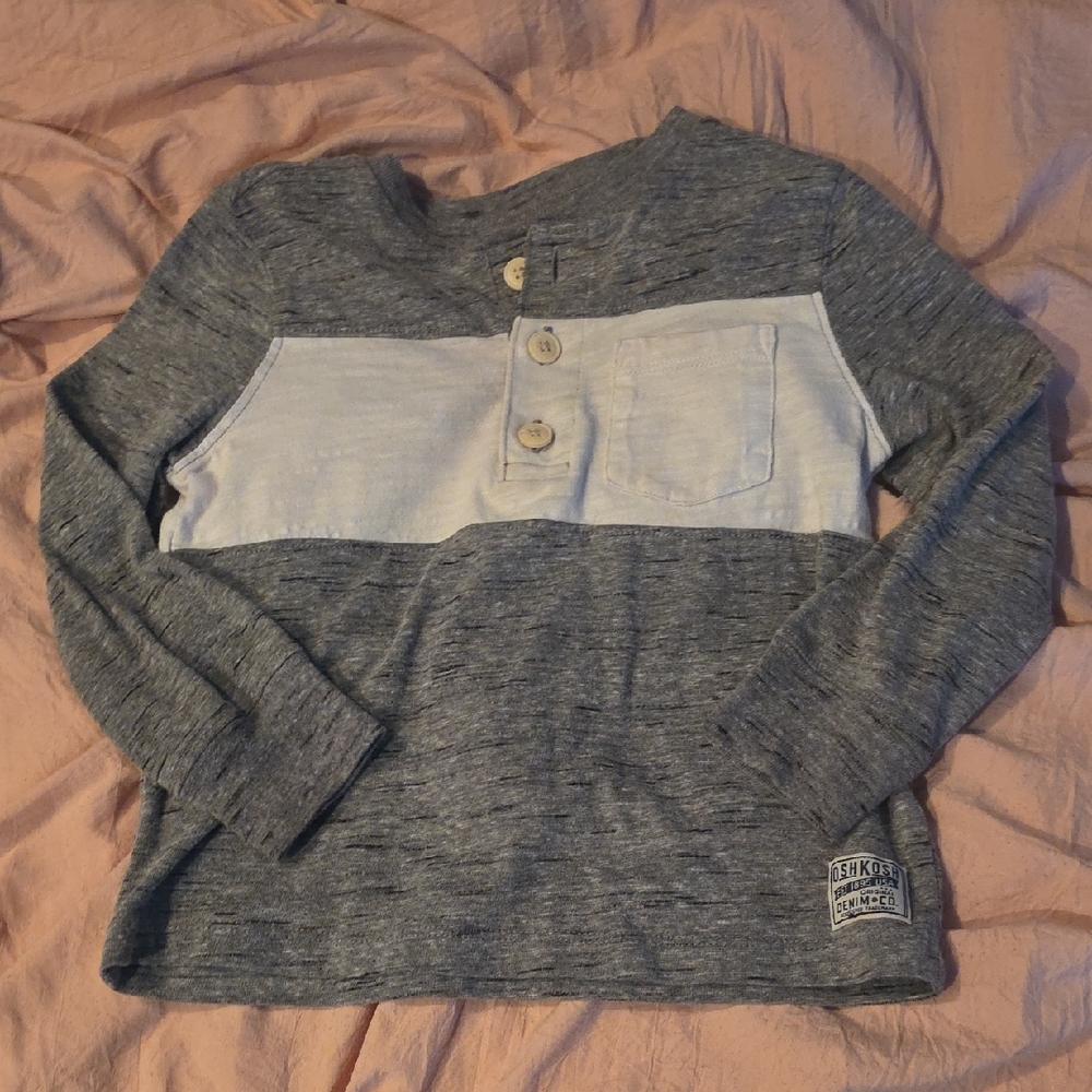 OshKosh B'gosh Gray and White Long Sleeve Tee